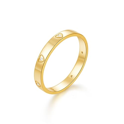 Wycian Eheringe Ohne Nickel Hochzeit Ring Gold 9K Gelbgold Au375 Runde Form Moissanit Größe 53 (16.9) Vorsteckring für Lesben Klassisch Schmuck Geschenk von Wycian