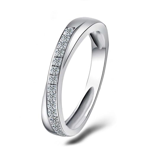 Wycian Eheringe Ohne Nickel Ringe Frauen Weißgold 9K Moissanit Unendlichkeit mit Moissanit Größe 56 (17.8) Beliebt für Tante Muttertag Personalisiert von Wycian