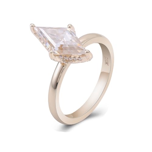 Wycian Engagement Ring Vintage Ringe Gold Gelb 9 Karat Gold Moissanit Rhombus Größe 47 (15.0) Elegant für Tante Neujahr Gravur von Wycian