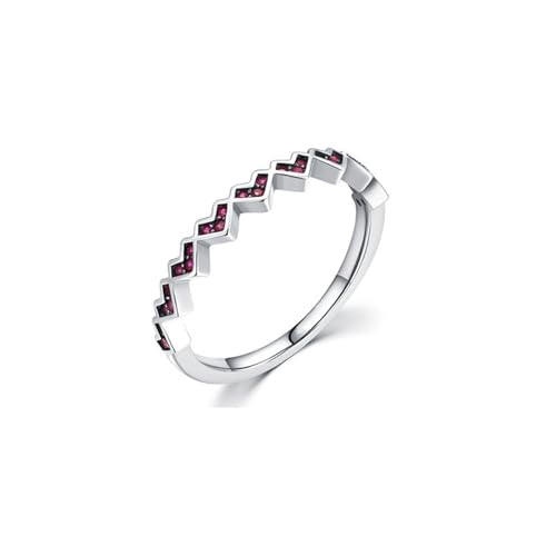 Wycian Finger Rings Women Damen Ringe In Rot Weißgold 9K Au375 Runde Form Rubin Größe 61 (19.4) Vorsteckring für Mutter Einfach Schmuck Geschenk von Wycian