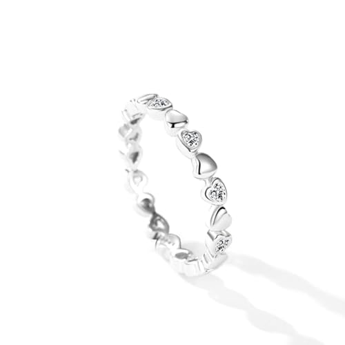 Wycian Fingerring 60 Finger Ringe Frauen Silber 925er Sterlingsilber 2.8mm Zirkonia Herzband für Mutter Abschlussball von Wycian