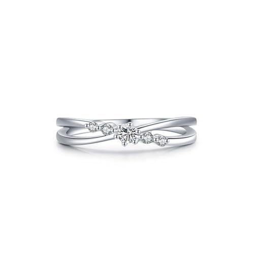 Wycian Fingerring 60 Silberring Damen 925er Sterlingsilber 1.86mm Zirkonia Kreuz mit Zirkon für Mutter Hochzeit von Wycian