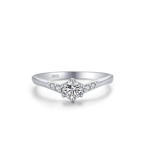 Wycian Fingerring 60 Silberringe 925er Sterlingsilber 1.7mm Zirkonia V-Förmiger Ring mit Solitär für Damen Neujahr von Wycian