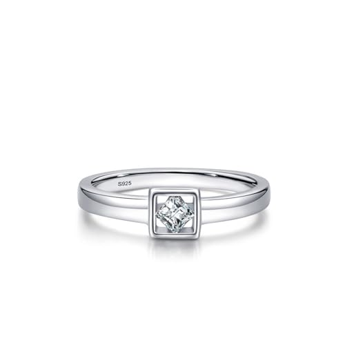 Wycian Fingerring Damen 54 Verlobungsring Damen mit Stein 925er Sterlingsilber 2.1mm Hohlquadrat mit Solitär für Abschlussball von Wycian