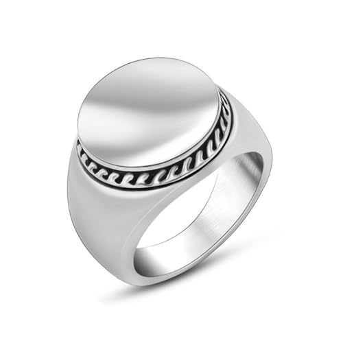 Wycian Fingerring Damen 62, Vintage Ring Silber Edelstahl Einfach Poliert 16,6 mm Gravur für Wife Muttertag von Wycian