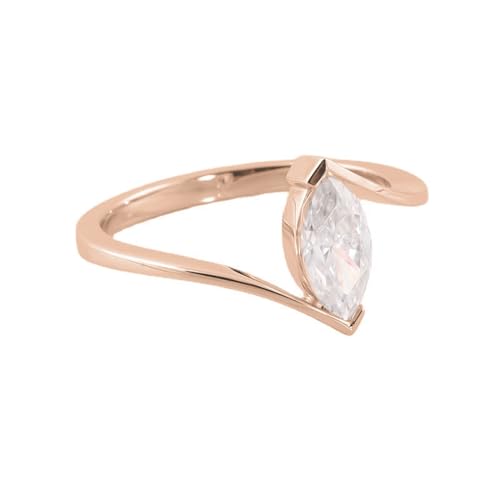 Wycian Fingerring Vintage, Schmuck Damen Ring Rosegold 14K Größe 60 (19.1) Moissanit Marquiseschliff Weiß Personalisiert Für Neujahr von Wycian