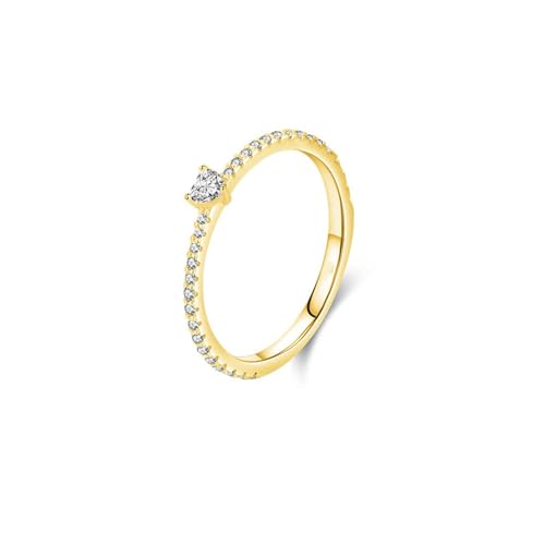 Wycian Fingerring Vintage Ringe Frauen mit Stein Gold 14 Karat Gelbgold Au585 3X3.5mm Herzform Moissanit Größe 56 (17.8) Vorsteckring für Lesben Klassisch von Wycian