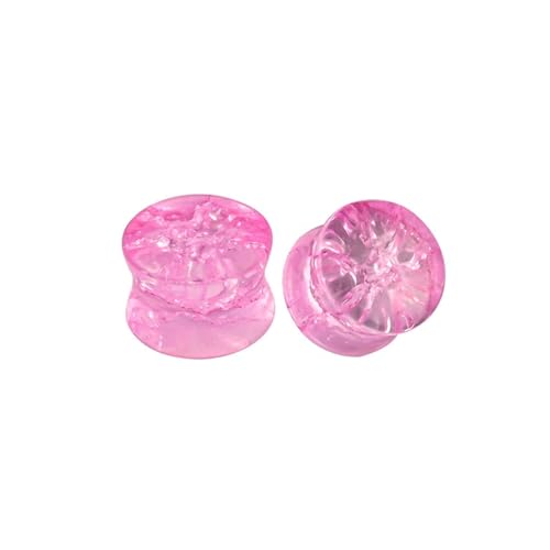 Wycian Flesh Tunnel, Ohr Tunnel Glas 8mm 0G Anhänger Glas Rosa Glas mit Muster für Hochzeit 2Er Schmuck Geschenk von Wycian