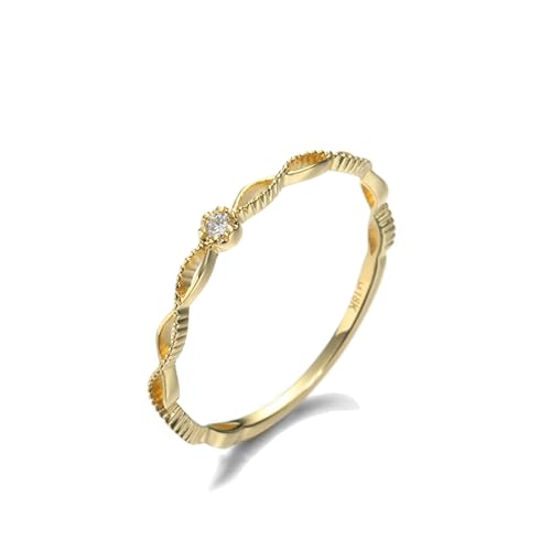 Wycian Frauen Ring Diamant, Gold Ring Personalisiert 18K Gelbgold Diamant Runde Form Größe 49 (15.6) für Damen Neujahr von Wycian