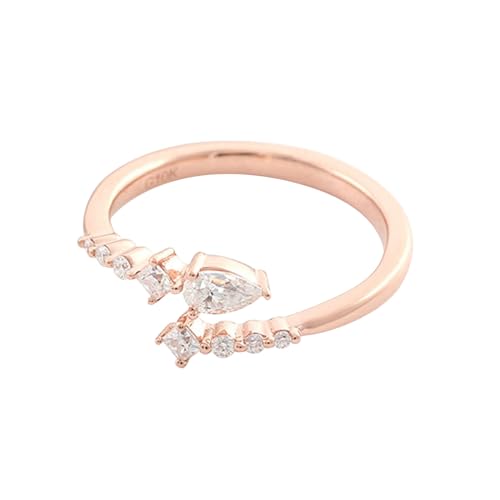 Wycian Frauen Ring Mit Gravur, Ring Damen 47 18K Rosegold 18K Moissanit Tropfenschliff Weiß Gravur Für Abschlussball Freundschaftsring Frauen von Wycian