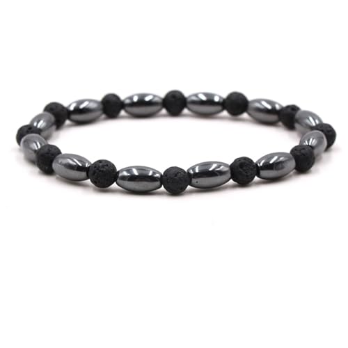 Wycian Freundschaftsarmband Aesthetic, Lavastein Armband Buddha Perlen Kristall Schwarz Mode Elegante Perlen 19cmx6mm Magnet 1er Naturstein für Neujahr von Wycian