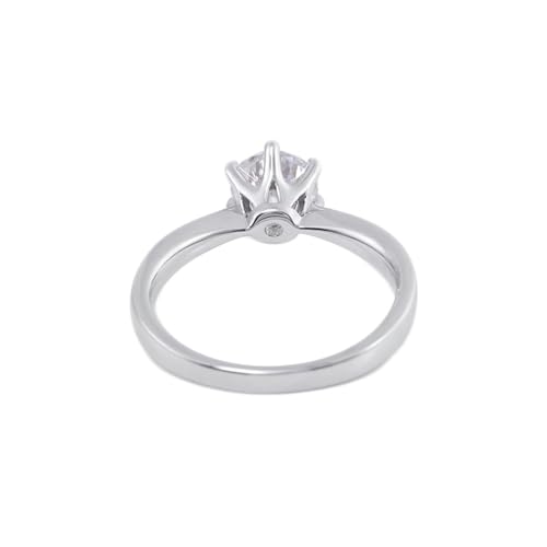 Wycian Freundschaftsring Damen Damenringesilber 14 Karat Weißgold Moissanit 6 Zinken. Rund. mit Moissanit Größe 62 (19.7) Beliebt für Frau Geburtstag Personalisierbar von Wycian