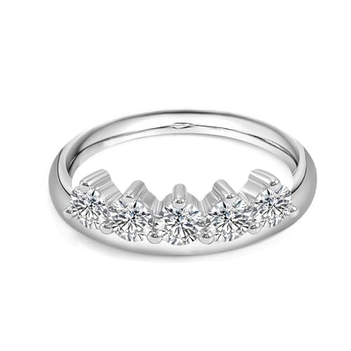 Wycian Freundschaftsring Einzeln Ringe Frauen Weißgold 14 Karat Moissanit Reihenbohrungen Größe 58 (18.5) Elegant für Lesben Weihnachten Personalisierbar von Wycian