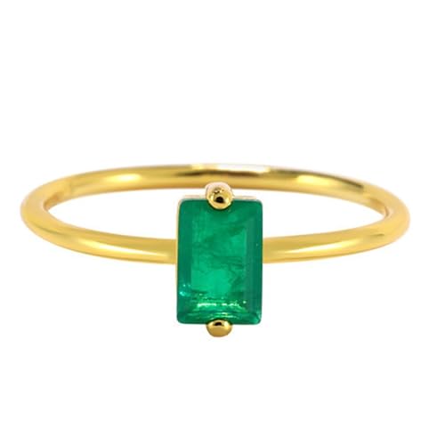 Wycian Freundschaftsring Gravur Verlobungsring 60 Gold 14 Karat Gelbgold Au585 4X6mm Rechteckform Im Labor Hergestellter Smaragd Vorsteckring von Wycian