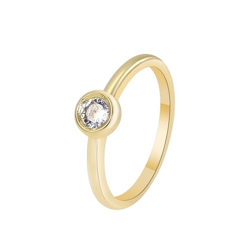 Wycian Freundschaftsringe Best Friends Gold Ringe Frauen 18K Au750 Moissanit Einfache Runde Größe 60 (19.1) Klassisch für Mutter Weihnachten Personalisiert von Wycian