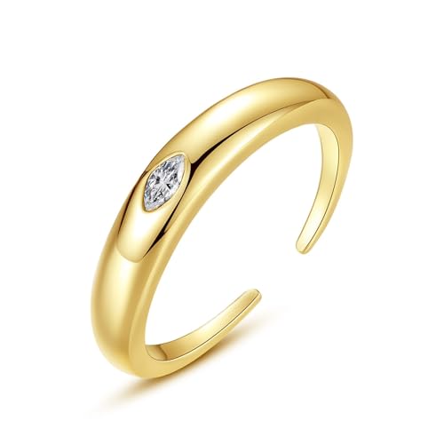 Wycian Freundschaftsringe Damen Engagement Ring For Women 18K Gold Labordiamant Polierte Bänder mit Zirkonia In Marquise-Form Größe 62 (19.7) Klassisch für Tante Cocktail Personalisierbar von Wycian