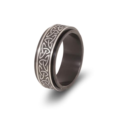 Wycian Freundschaftsringe Frauen, Damen Ring 57 Edelstahl Schwarz 7.8mm Spinner mit Keltischen Knoten Anpassbar für Frau Valentinstag von Wycian
