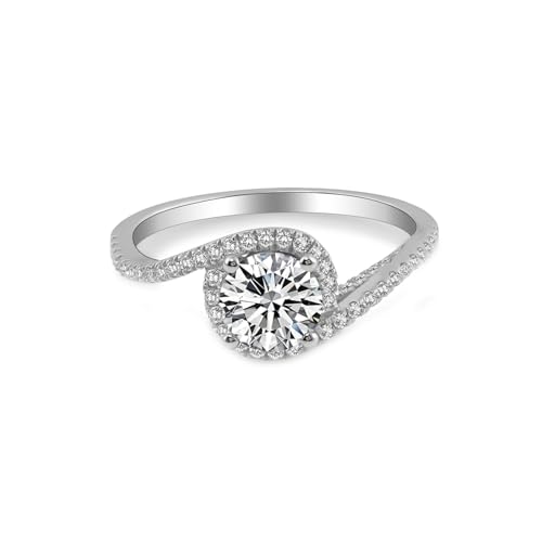 Wycian Freundschaftsringe Frauen, Moissanite Ringe Silber 925 Größe 66 (21.0) 0.8 Moissanit 0.8Ct Rundschliff Weiß Personalisiert Für Neujahr von Wycian