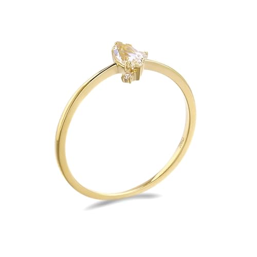 Wycian Freundschaftsringe Ringe, Hochzeitsring Gold 18K Gelbgold Kristall Weiß Marquise-Form mit Kubischer Zirkonia Weiß Größe 56 (17.8) Damen Geburtstag von Wycian