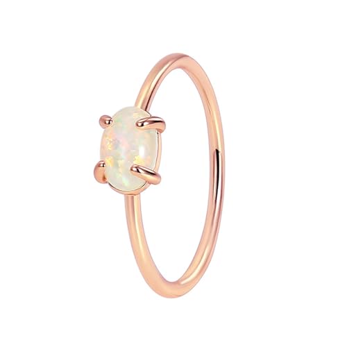Wycian Freundschaftsringe Ringe Eheringe Opal 9K Roségold Au375 Einfach Zierlich Größe 61 (19.4) Klassisch für Lesben Weihnachten Personalisiert von Wycian