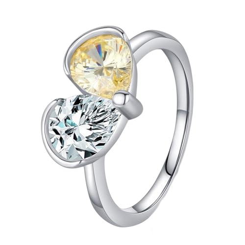 Wycian Freundschaftsringe Ringe Infinity Ring mit Stein Weißgold 14 Karat Au585 6X8mm Birnenförmig Citrin Größe 56 (17.8) Vorsteckring für Damen Einfach von Wycian