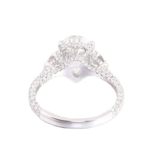 Wycian Freundschaftsringe Ringe Ring Weißgold Damen Silber 9K Moissanit Wassertropfen mit 1Ct Moissanit Größe 56 (17.8) Beliebt für Lesben Neujahr Gravur von Wycian