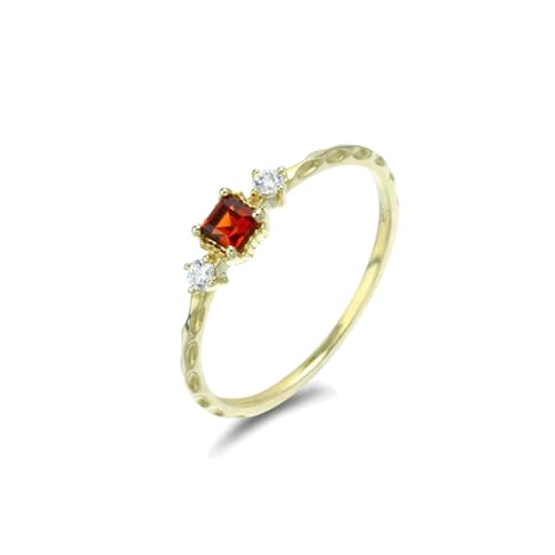 Wycian Freundschaftsringe Rot, Modeschmuck Ringe Gold 18K Gelbgold Granat Rot Quadratische Form mit Moissanit D Größe 60 (19.1) für Damen Jahrestag von Wycian