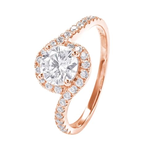 Wycian Freundschaftsringe Rune, Fingerring Damen 52 18K Rosegold Moissanit Rundschliff Weiß Personalisiert Für Geburtstag von Wycian