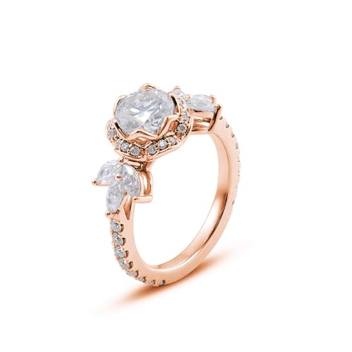 Freundschaftsringe Rune, Moissanite Ringe 14 Karat Roségold Größe 57 (18.1) 1 Moissanit 1Ct Rundschliff Weiß Npassbar Für Vatertag von Wycian