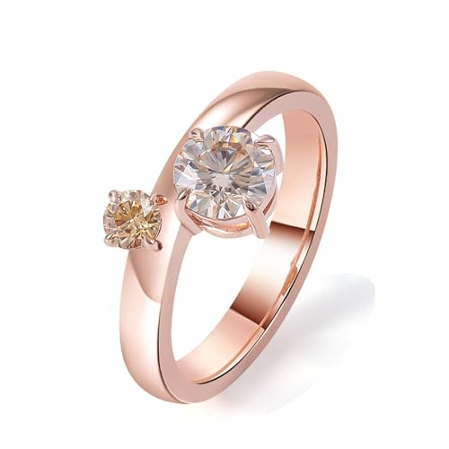 Wycian Freundschaftsringe Rune Ring Moissanite 9 Karat Roségold Runden Größe 58 (18.5) Elegant für Tante Weihnachten Personalisierbar von Wycian