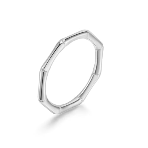 Wycian Freundschaftsringe zum Gravieren, Silber Ringe Damen Edelstahl Größe 60 (19.1) 2mm Bambusknoten Personalisiert für Mutter Muttertag von Wycian