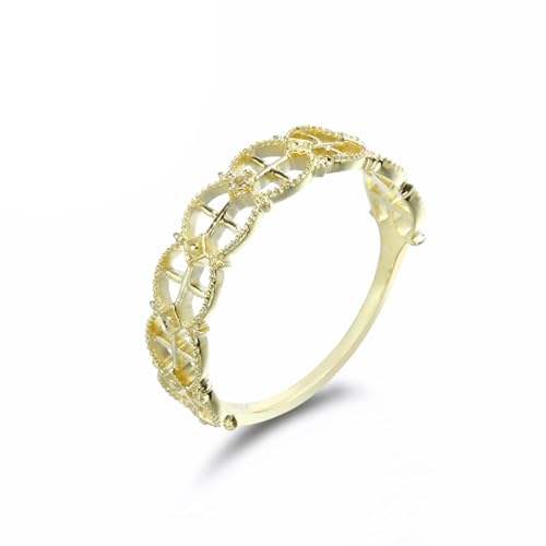 Wycian Gold Ring 18 Karat, Ehering In Gold Topas Weiß Runde Form Größe 56 (17.8) für Damen Valentinstag von Wycian