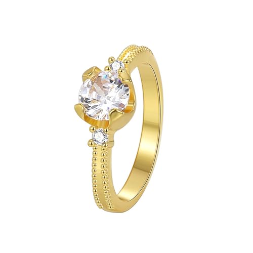 Wycian Heiratsantrag Ringe Freundschaftsringe In Gold 9K Gold Au375 Moissanit Jahrgang Größe 45 (14.3) Klassisch für Lesben Weihnachten Personalisierbar von Wycian