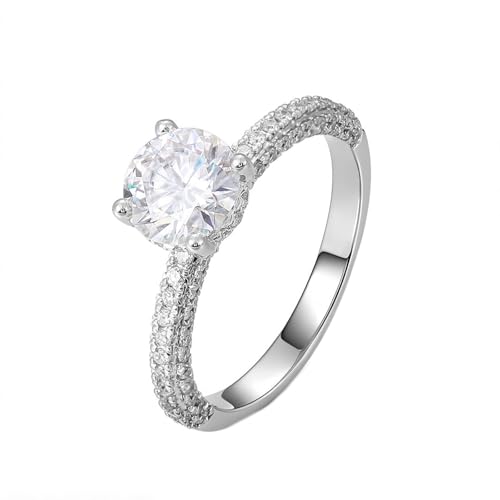 Wycian Heiratsantrag Ringe Ring 54 14 Karat Weißgold Moissanit Klassiker Größe 54 (17.2) Beliebt für Schwester Weihnachten Personalisiert von Wycian