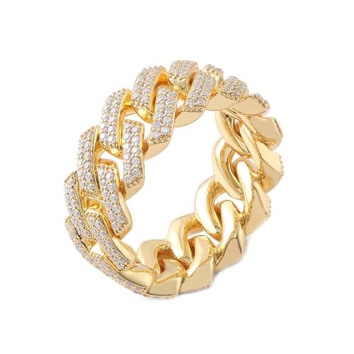 Wycian Herren Ring Personalisiert, Promise Ring Men Gold 18K Gelbgold Kette Größe 66 (21.0) Moissanit Rundschliff Weiß Npassbar Für Muttertag von Wycian