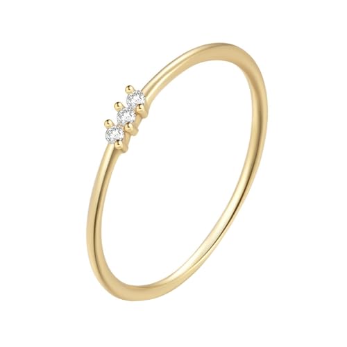 Wycian Hochzeitsringe Damen Goldene Ringe Boho 9K Gelbgold Au375 Runde Form Moissanit Größe 53 (16.9) Vorsteckring für Mutter Einfach Schmuck Geschenk von Wycian