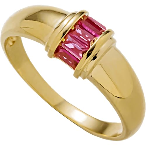Wycian Hochzeitsringe Eheringe 18 Karat Gold Gelb Turmalin mit Rechteckigem Rubin Größe 62 (19.7) Klassisch für Mutter Verlobung Personalisierbar von Wycian