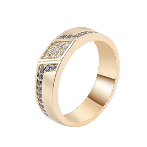 Wycian Hochzeitsringe Für Männer, Engagement Ring Diamond 14K Gelbgold 14K Größe 63 (20.1) Diamant Rundschliff Weiß Npassbar Für Valentinstag von Wycian