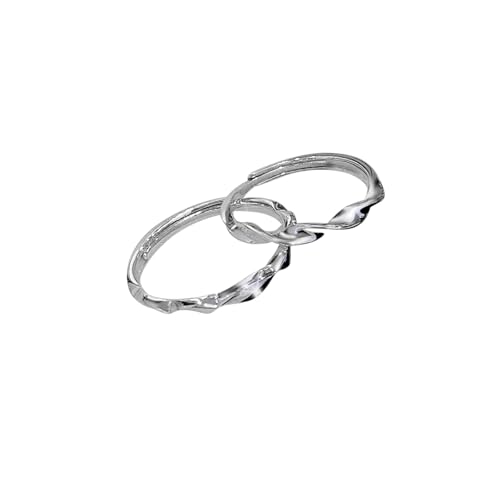 Wycian Hochzeitsringe Herren 925 Silber Ringe Damen Sterlingsilber Bandlinien Verstellbar Aktualisierung 3.0 für Paar Unisex Lesben Abschluss Schmuck von Wycian