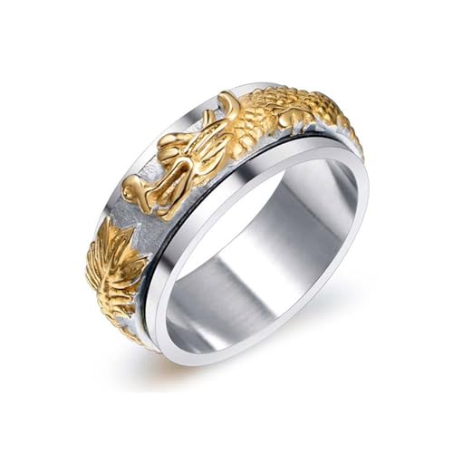 Wycian Hochzeitsringe Modern, Edelstahl Ringe Damen Silber Gold Größe 57 (18.1) Angst Spinner Ring 7,8mm Drache Personalisiert für Mutter Verlobung von Wycian