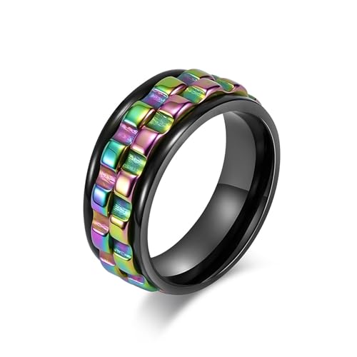 Wycian Hochzeitsringe Teuer, Edelstahl Ringe Set Partner Schwarz Mehrfarbig Größe 60 (19.1) 8mm Drehbar mit Zahnrädern Personalisiert für Mutter Verlobung von Wycian