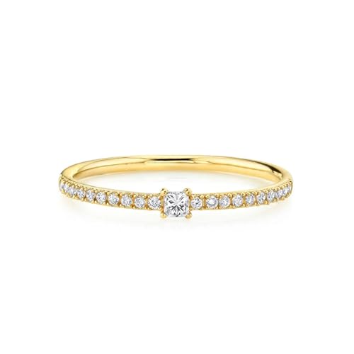 Wycian Hochzeitsringe Vintage Bandring Gold Damen 14 Karat Gelbgold Au585 Quadratische Form Moissanit Größe 47 (15.0) Vorsteckring für Lesben Klassisch von Wycian