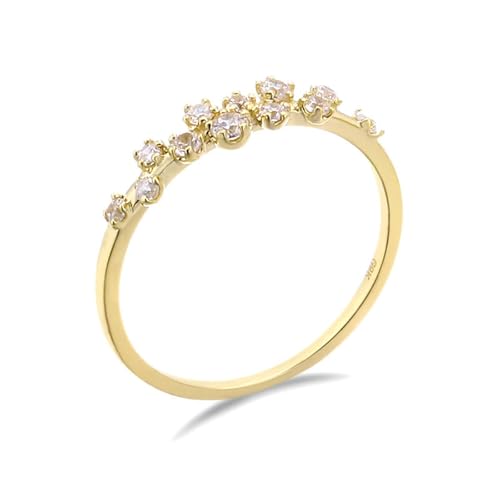 Wycian Hochzeitsringe mit Stein, Goldene Ringe Damen 18K Gelbgold Kubischer Zirkonia Weiß Runde Form Größe 66 (21.0) für Geburtstag von Wycian