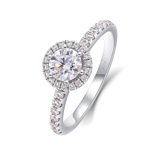 Wycian Infinity Ring mit Stein, Ehering Damen Silber 14K Weißgold Hergestellter Diamant 0.5CT Weiß Runde Form Größe 67 (21.3) für Hochzeit von Wycian