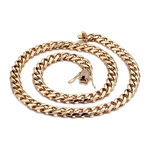 Wycian Kette Gold Frauen, Ketten für Herren Edelstahl Rockiger Hip-Hop Breit 11mm Lang 76cm Ketten Halskette für Jubiläums Geburtstag von Wycian