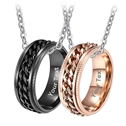 Wycian Kette Personalisiert, BFF Kette für 2 Halskette Schwarz Kette Rosegold Damen Edelstahl Gravur Mr Und Mrs Geschenke von Wycian