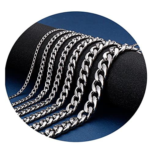 Wycian Kette Silber Chain, Kette Herren 3mm Edelstahl Einfache Kette Lang 55cm Ketten Halskette für Jubiläums Geburtstag von Wycian