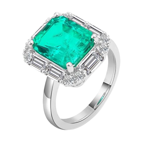 Wycian Krone Ring, Diamant Ring 14 Karat Weißgold Größe 53 (16.9) 5 Smaragd 5Ct Grün Personalisiert Für Hochzeit Schmuck Damen von Wycian