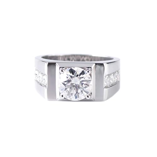 Männer Ringe Verlobung, Diamond Ring For Women Original 14K Größe 61 (19.4) 2 Moissanit 2Ct Rundschliff Weiß Personalisiert Für Valentinstag von Wycian