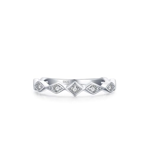 Wycian Matching Rings Aesthetic Verlobungsring Damen 925 Silber 1.6mm Zirkonia Diamantförmiges Band Größe 49 (15.6) für Muttertag von Wycian
